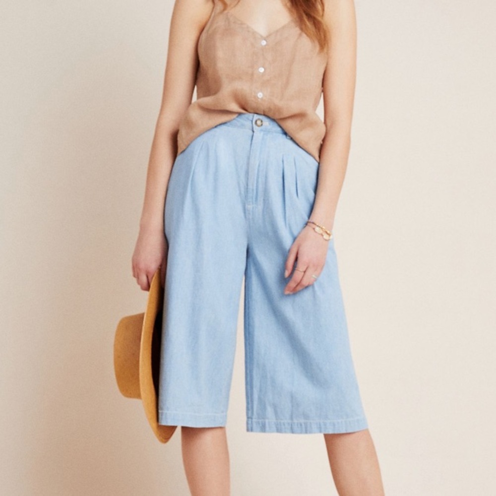 Anthropologie Mina Chambray Culottes